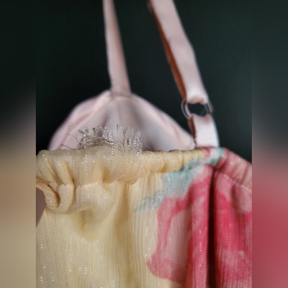 Maxi Floral Overlay Front Split Tank Bustier Dress Size 13 - Picture 8 of 12